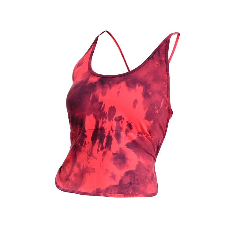 Flujo de visualización interior gradiente yoga chaleco almohadilla en el pecho de las mujeres Correa delgada belleza correa trasera deportes ropa interior correr ropa de entrenamiento verano