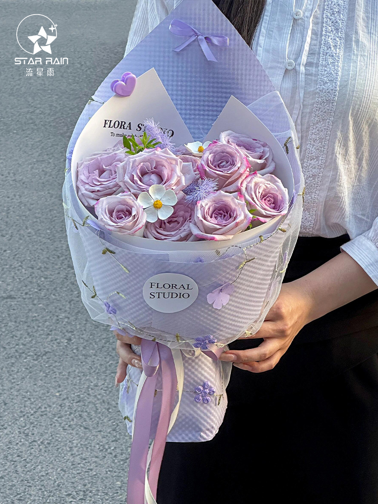Meteor lluvia Inglés ballet buquete forrado de forma de papel de embalaje de flores materiales de flordiy