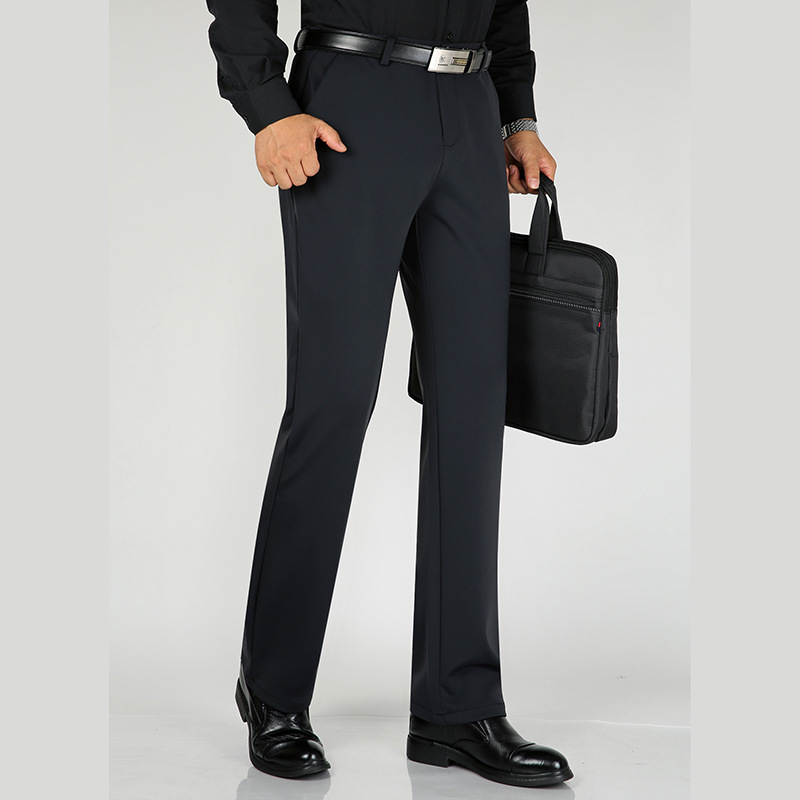 Stretch Casual Pants Middle-aged Men's Straight Loose Pants Winter Warm Straight Pants Business Pants Wholesale