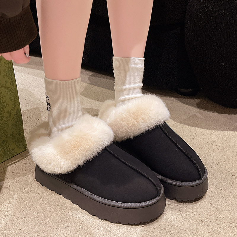Stivali da neve caldi con suola spessa da donna, pelliccia calda e spessa, scarpe comode e soffici_voghion.com