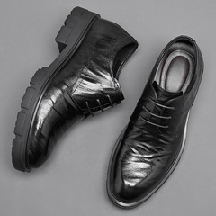 Men's Genuine Leather Business Formal Shoes, Top-Grain Sheepskin, British Style Thick Sole, Genuine Leather Insole, Soft Sole Leisure Shoes