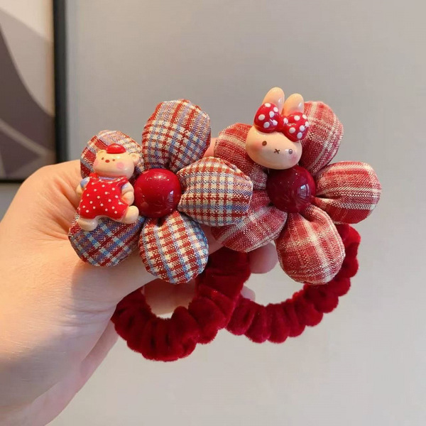 Red children's demi-season cartoon hair rope