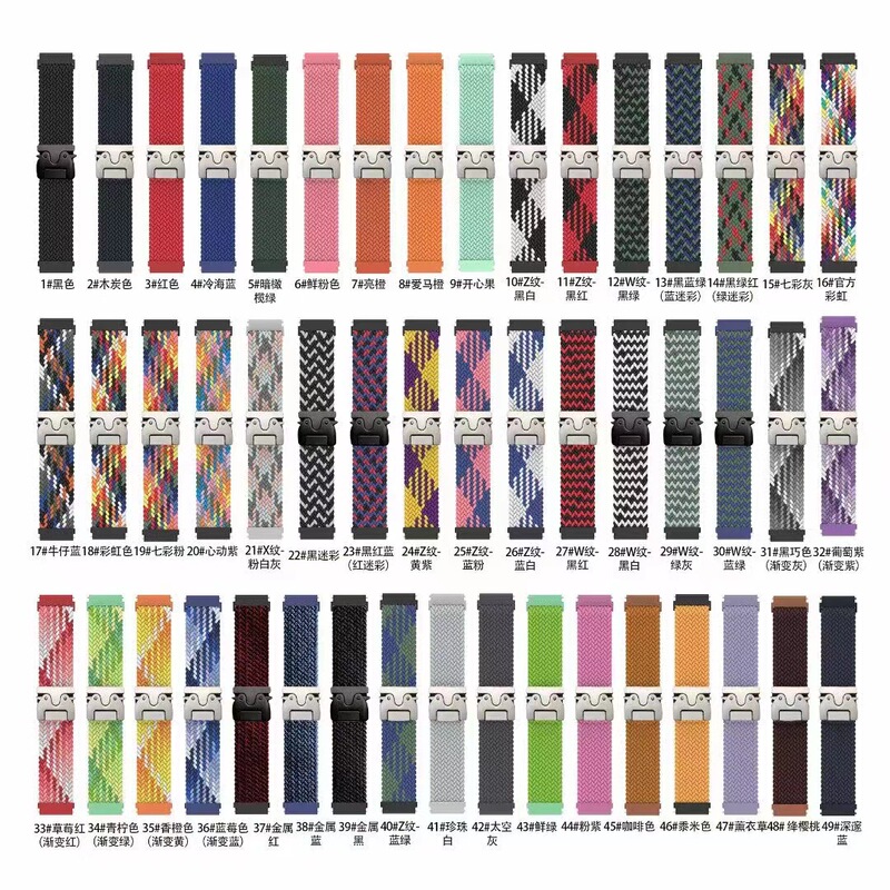 Suitable for Apple Watch, Samsung, Huawei 20/22mm Watch Straps, Nylon Elastic Woven Double Loop Parachute Buckle Suitable for Apple Watch, Samsung, Huawei 20/22mm Watch Straps, Nylon Elastic Woven Double Loop Parachute Buckle
