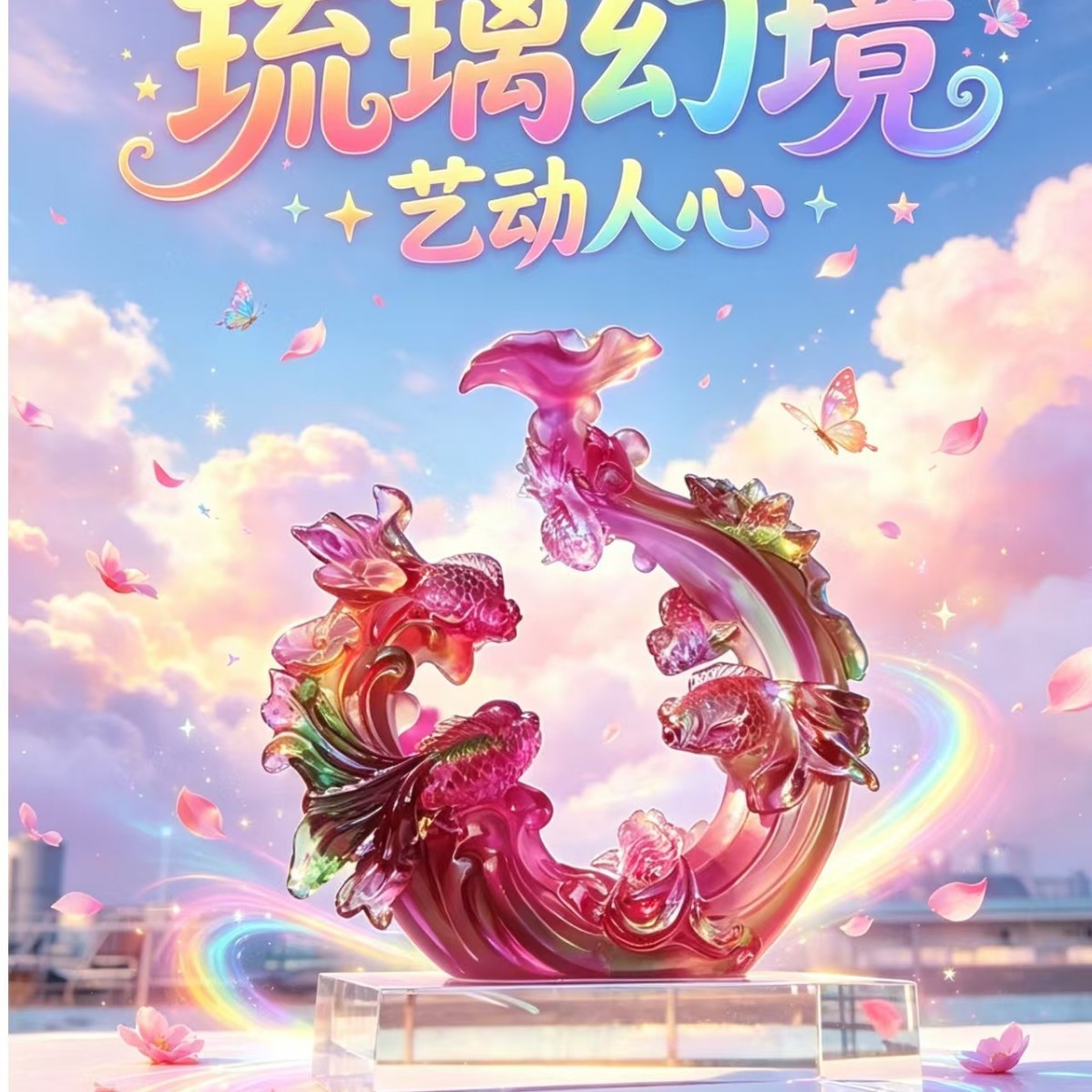 古法琉璃鱼摆件金鱼满堂琉璃璃工艺品家居装饰创意水晶琉璃艺术品