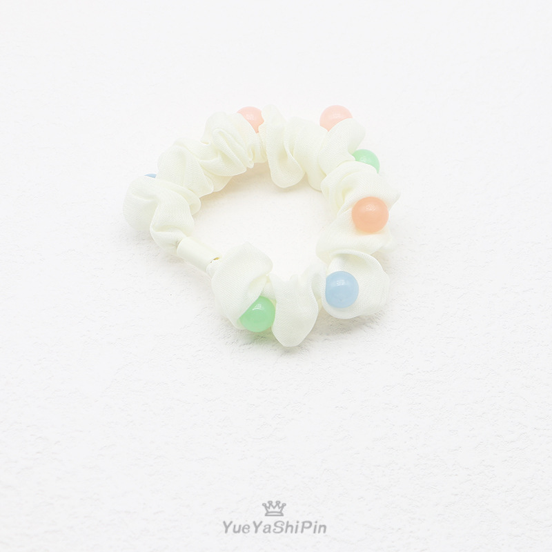 Candy-colored Scrunchies For Women, Beaded Ties, Silk Hair Ropes, Ponytail Elastics, High-end Boutique Wholesale_voghion.com