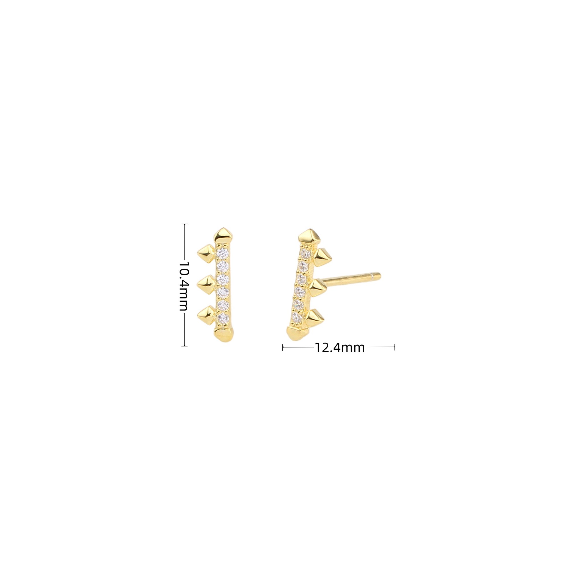 1 Pair Simple Style Geometric Sterling Silver Inlay Zircon White Gold Plated Gold Plated Ear Studs display picture 1