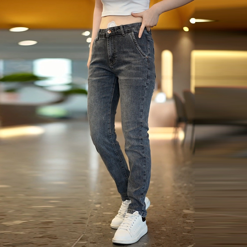 Nuovi jeans da uomo autunno inverno di marca alla moda con vestibilità elastica e piedi sottili, ricamo di tendenza versatile stampato casual_voghion.com