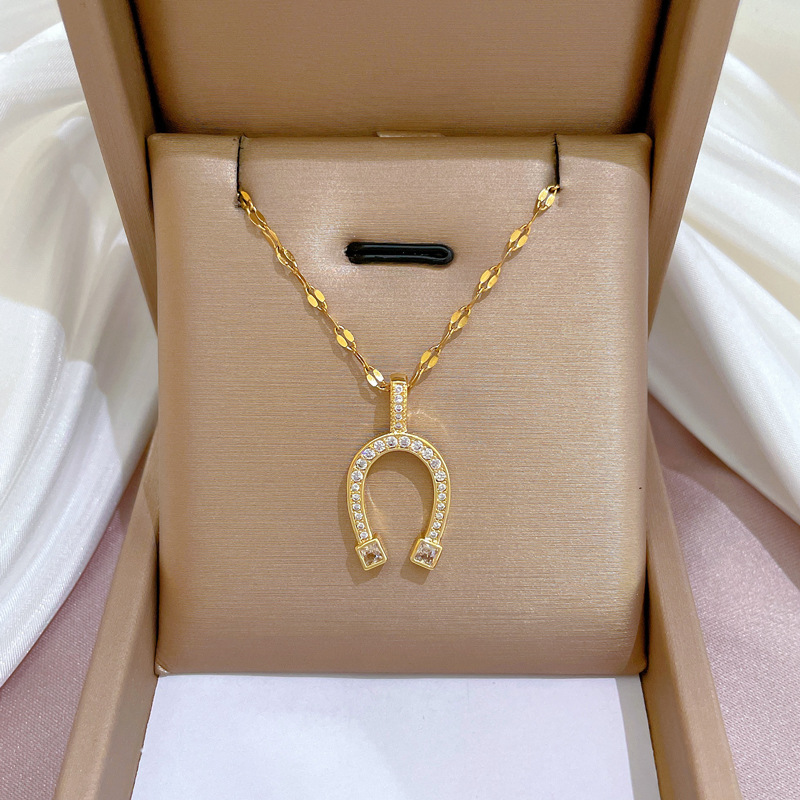 Collar de oro real para mujer, elegante cadena para mujer_voghion.com
