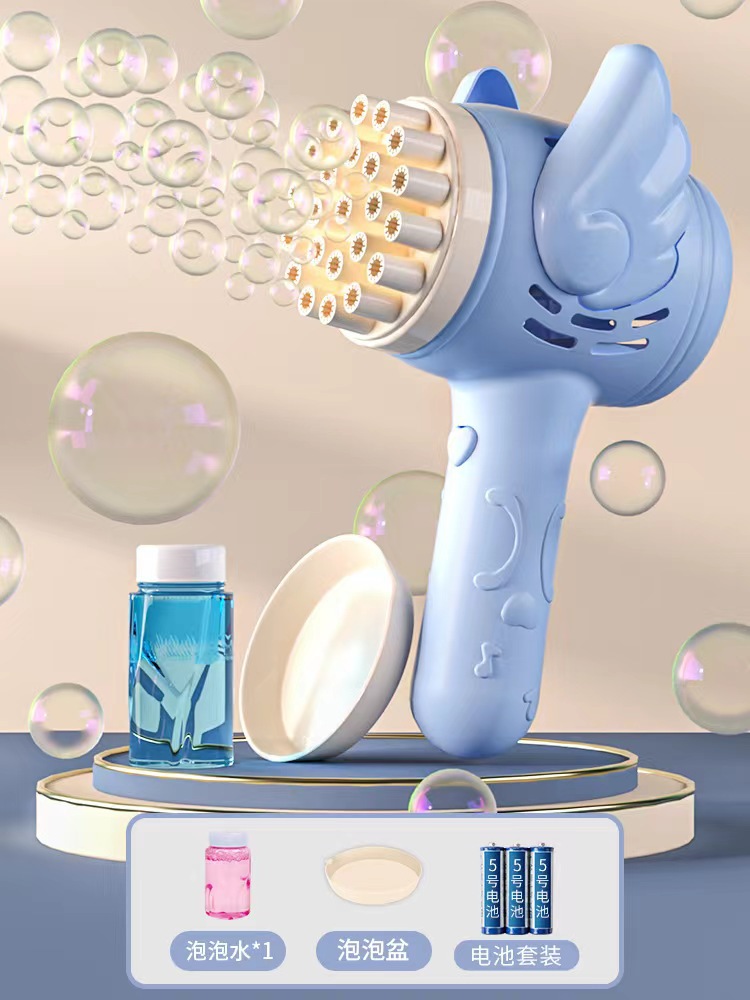 Popular 23-agujero Ángel burbuja máquina eléctrica Gatlin burbuja pistola niños juguete caja de mercado de noche al por mayor