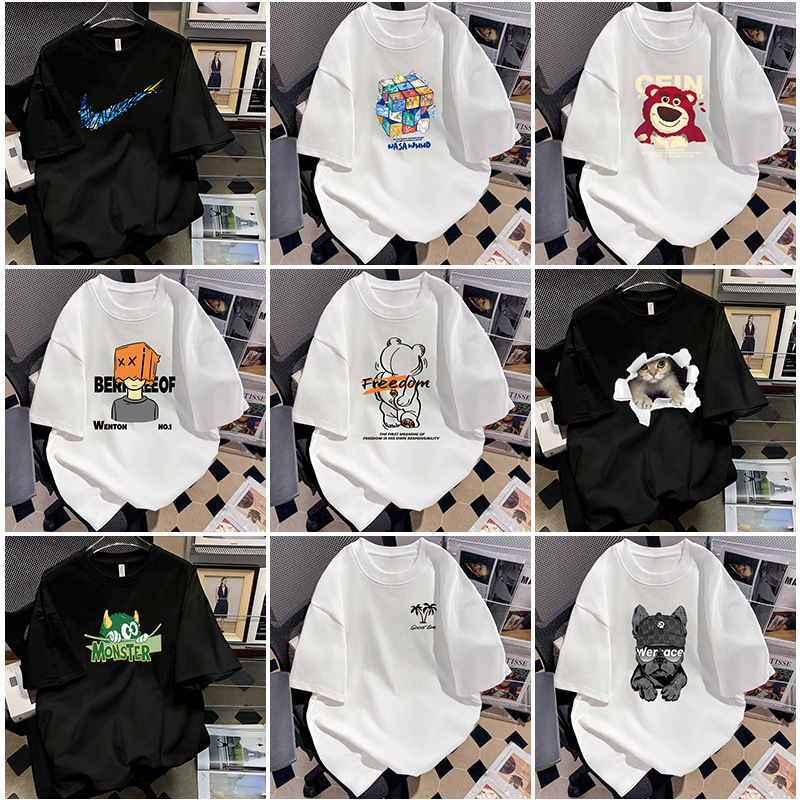 Youth Short-Sleeved Men's 2026 Summer New Fashion Brand Trendy Pure Cotton Loose-Fitting Round-Neck Half-Sleeved T-Shirt Top