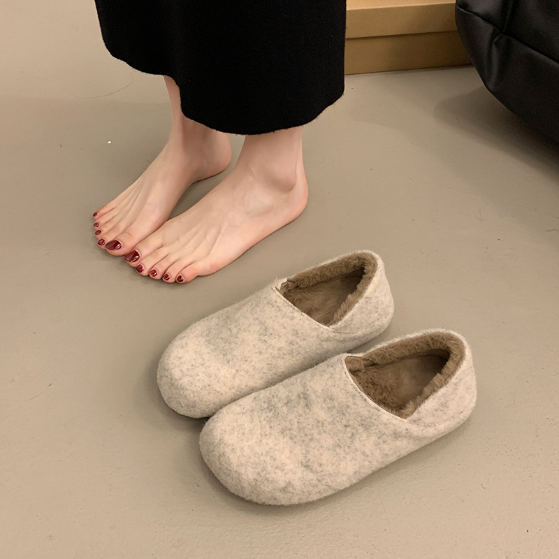 勃肯鞋女2025秋冬新款一脚蹬软底加绒保暖孕妇豆豆棉鞋懒人穆勒鞋