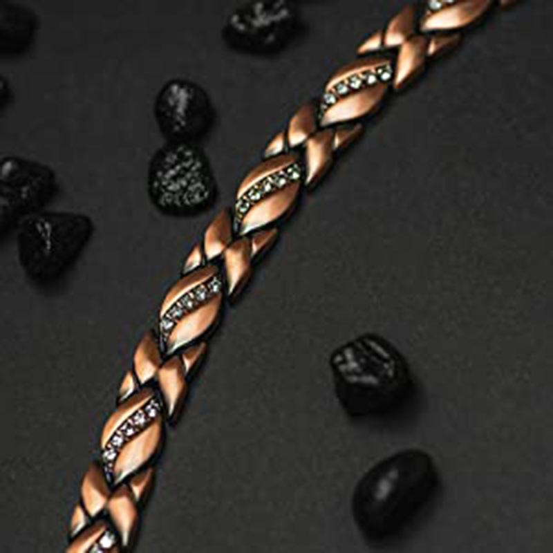 Gauss Magnet Bracelet In Red Copper With Leaf Design Jewelry_voghion.com