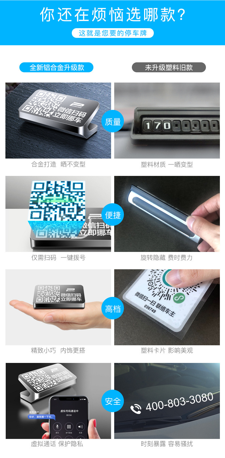 Car Temporary Qr Code Parking Sign, Creative Phone Number Transfer Parking Sign, Mobile Phone Scan Code Sign