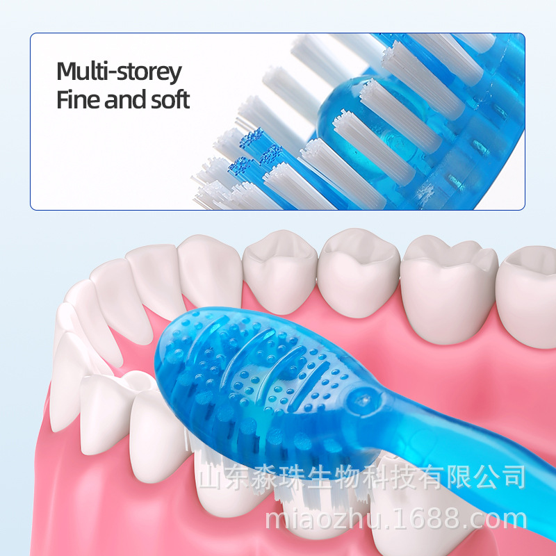 Cross-border explosive beaded toothbrush single-use mini portable home type independent English soft bristle toothpick and dental floss set wholesale