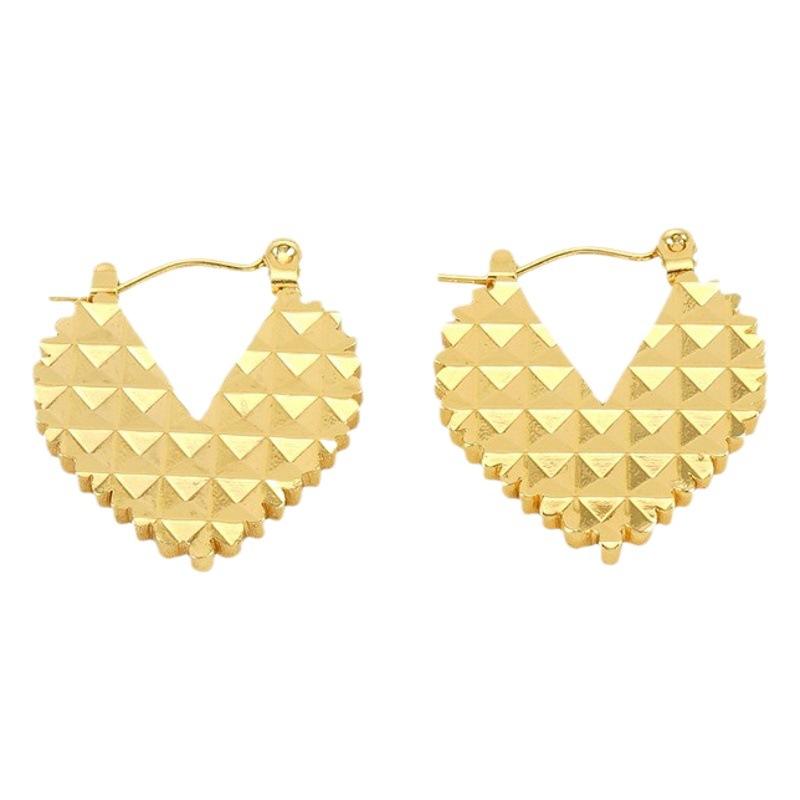 Cruz-frontera europea y americana nuevo grano de acero inoxidable pendientes en forma de corazón pendientes de moda creativa todo-fósforo pendientes elegantes para las mujeres