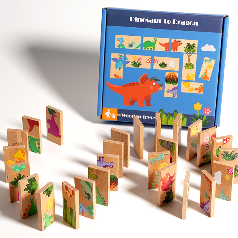 Juegos de solitario de dinosaurios para niños pequeños Juegos de mesa de dominó Juegos de ajedrez de memoria Juguetes de entrenamiento de pensamiento