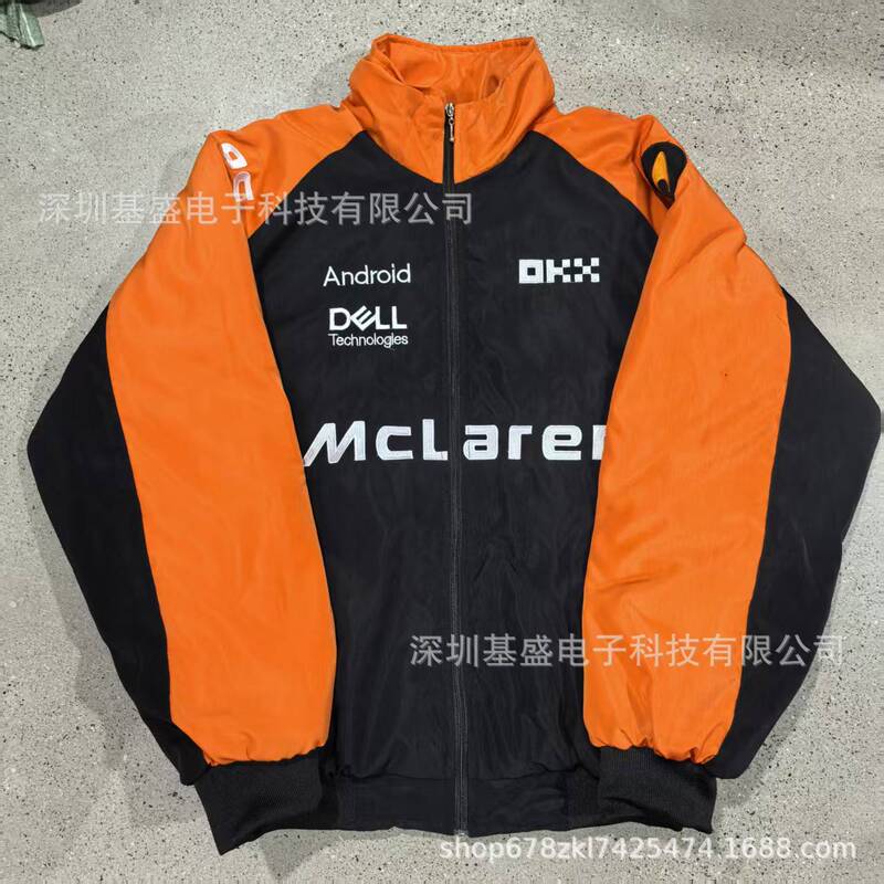 F1 Mclaren Team Embroidered Racing Suit Cycling Suit Retro Fashion Motorcycle Cotton Jacket Couple's Coat Customization