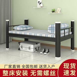 Single Bed Student Staff Dormitory Rental Room Single-Story Iron Frame Bed Steel 1m Wide 1.2m Wide Apartment Single Bed