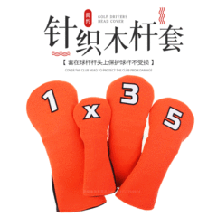 Golf Wood Club Cover, Wool-Knit PU-Quilted Golf Club Head Protector, 1/3/5/UT Wood Club Covers