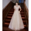Long, champagne color