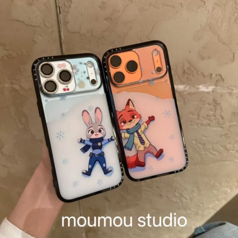 Cute Cartoon Rabbit Fox Snowflake Transparent Anti-Fall Suitable for Apple 17Promax Mobile Phone Case 16 Protective Cover