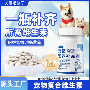 Pet Vitamin Tablets Nutritional Supplement 200 Tablets for Reducing Shedding and Lightening Tear Stains Cat and Dog Health Care Product Hair Beauty Formula