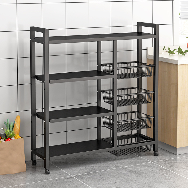 Kitchen storage rack floor multi-layer household fruit and vegetable basket storage rack multi-functional wall snack storage rack