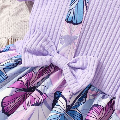 Cross-border Instagram junior girls summer fly sleeve short sleeve bow print two-piece fashionable dress trendy