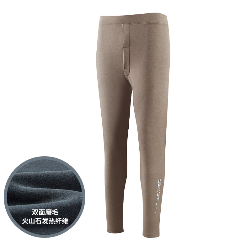 Calzoncillos largos para hombre Pantalones calientes Calefacción de piedra volcánica cintura alta ropa interior polainas hombres engrosada Otoño e Invierno Nuevo Long Johns solo