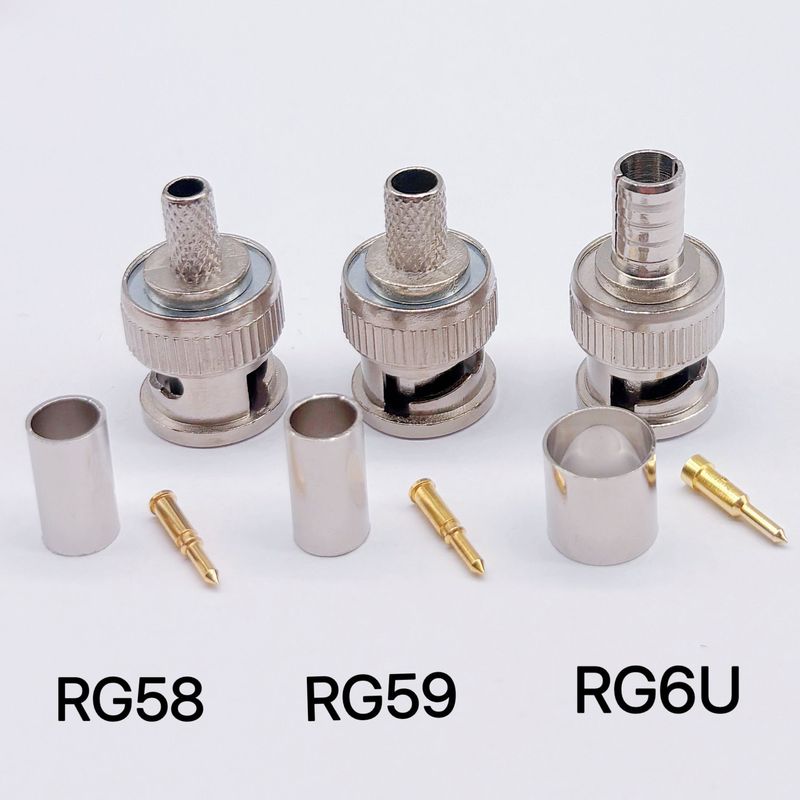 圧着式 BNC RG58 RG59 RG6U コールドプレス BNC コネクタ ビデオ監視コネクタ BNC 3 点セット|undefined