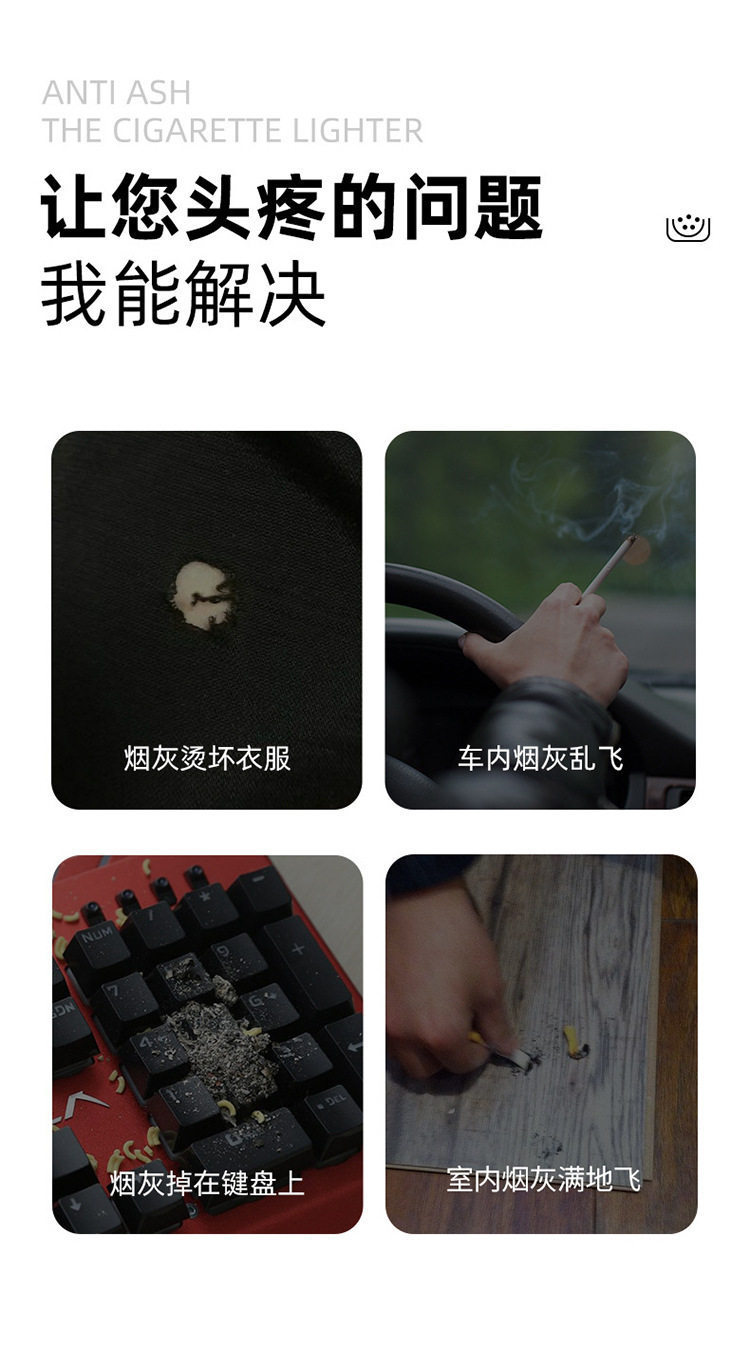 Car-mounted ashtray, a magic tool for lazy smokers to smoke without dropping ash, prevents ash from flying in the car