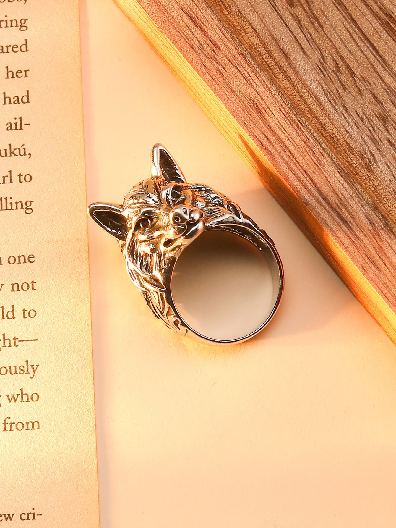 Alloy Material Wolf Pattern Retro Punk Wolf Alloy Men's Rings Men Signet Rings