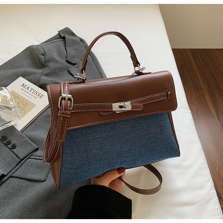 Jeans portátil de alto nivel, bolsos de Kelly, mujeres de moda coreana transfronteriza, nicho de alto nivel, bolsos de hombro de un solo hombro