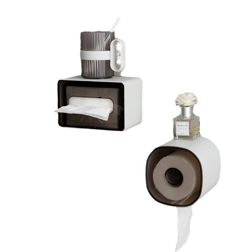 Transparent hole-free wall-mounted toilet tissue box household coffee table living room paper box hanging tissue storage box