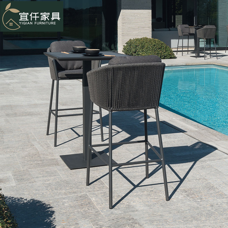 Outdoor bar counter bar chairs courtyard rattan chairs table chairs garden terrace high stool balcony leisure bar chairs