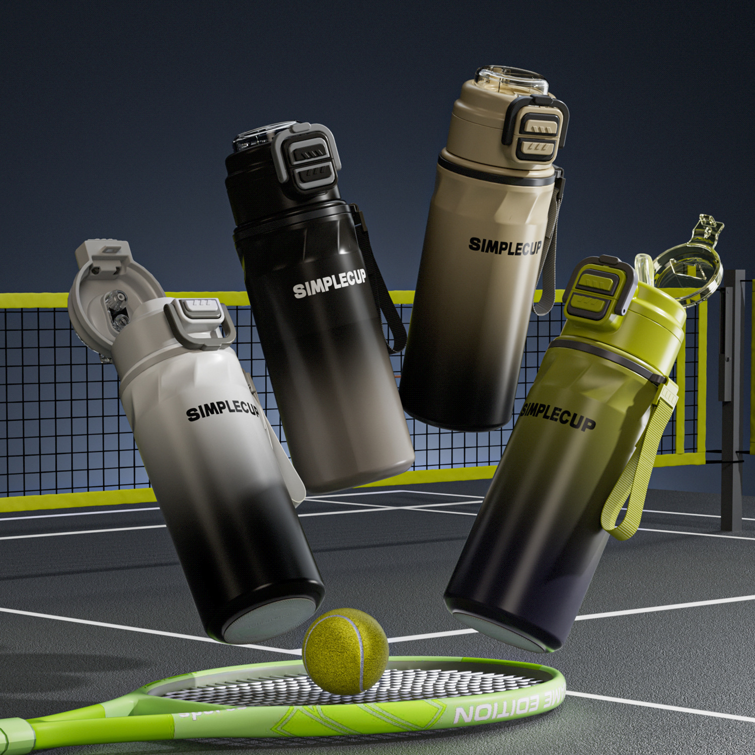 新款316不锈钢高颜值双饮弹跳水杯便携保温杯户外运动大容量水壶