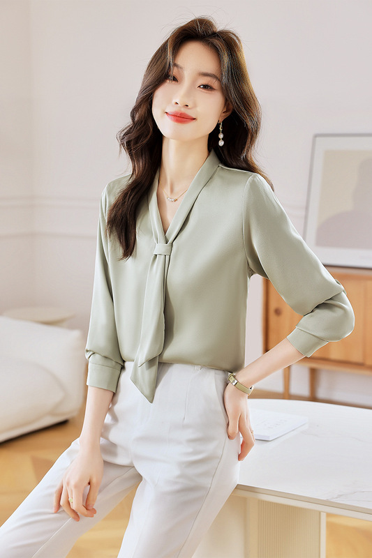 Boutique Silk Shirt for Women 2026 New Style Elegant Professional Blouse with a French Design and Stylish Ribbon Boutique Silk Shirt for Women 2026 New Style Elegant Professional Blouse with a French Design and Stylish Ribbon