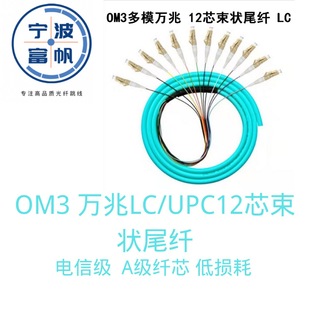 12-Core Ribbon Pigtail Telecom-Grade Om3 10g 0.9mm Bare Fiber Colorful Ribbon Lc/Upc 1.5m Fiber Optic