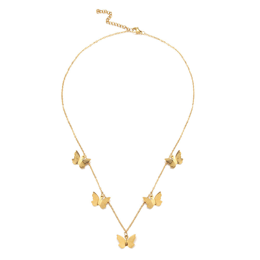 Necklace Classification Festival Occasion Stainless Steel Material Wholesale Jewelry Simple Style Star Butterfly Stainless Steel Gold Plated Necklace