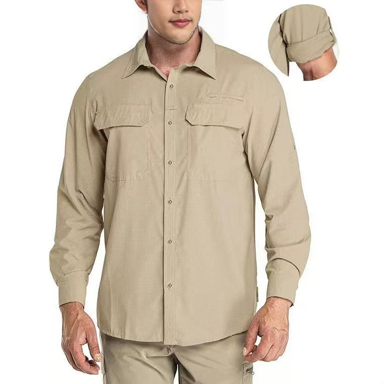 2026 Cross-Border Amazon Men's Shirt Outdoor Workwear Fishing Clothes Quick-Dry Breathable Turn-Down Collar Long-Sleeve Shirt 2026 Cross-Border Amazon Men's Shirt Outdoor Workwear Fishing Clothes Quick-Dry Breathable Turn-Down Collar Long-Sleeve Shirt