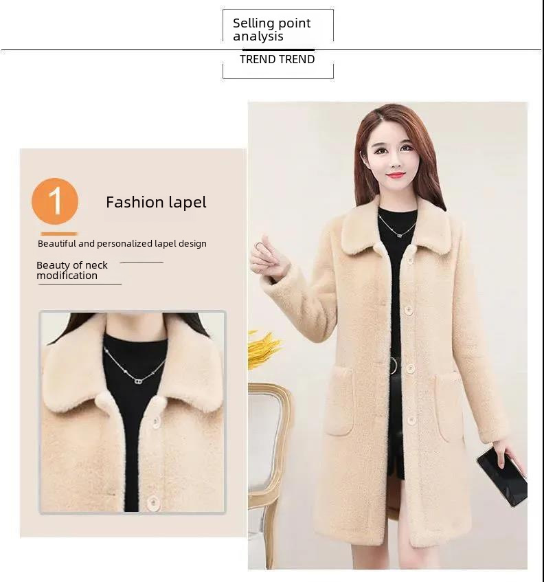  lamb velvet mid-length coat women's 2022 Winter new mother Korean-style large size western style women's coat_voghion.com