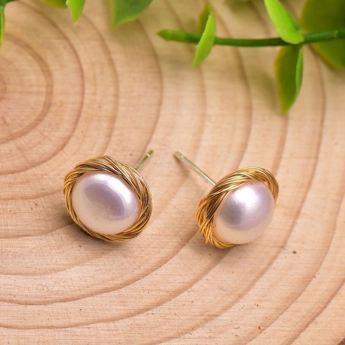 Earrings 925 sterling silver high-end pearl earrings high-end earrings wire winding retro niche design natural