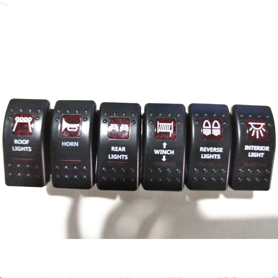 12-24V 车船改装开关 个性图案 改装船型开关 7PIN  ON-OFF-ON