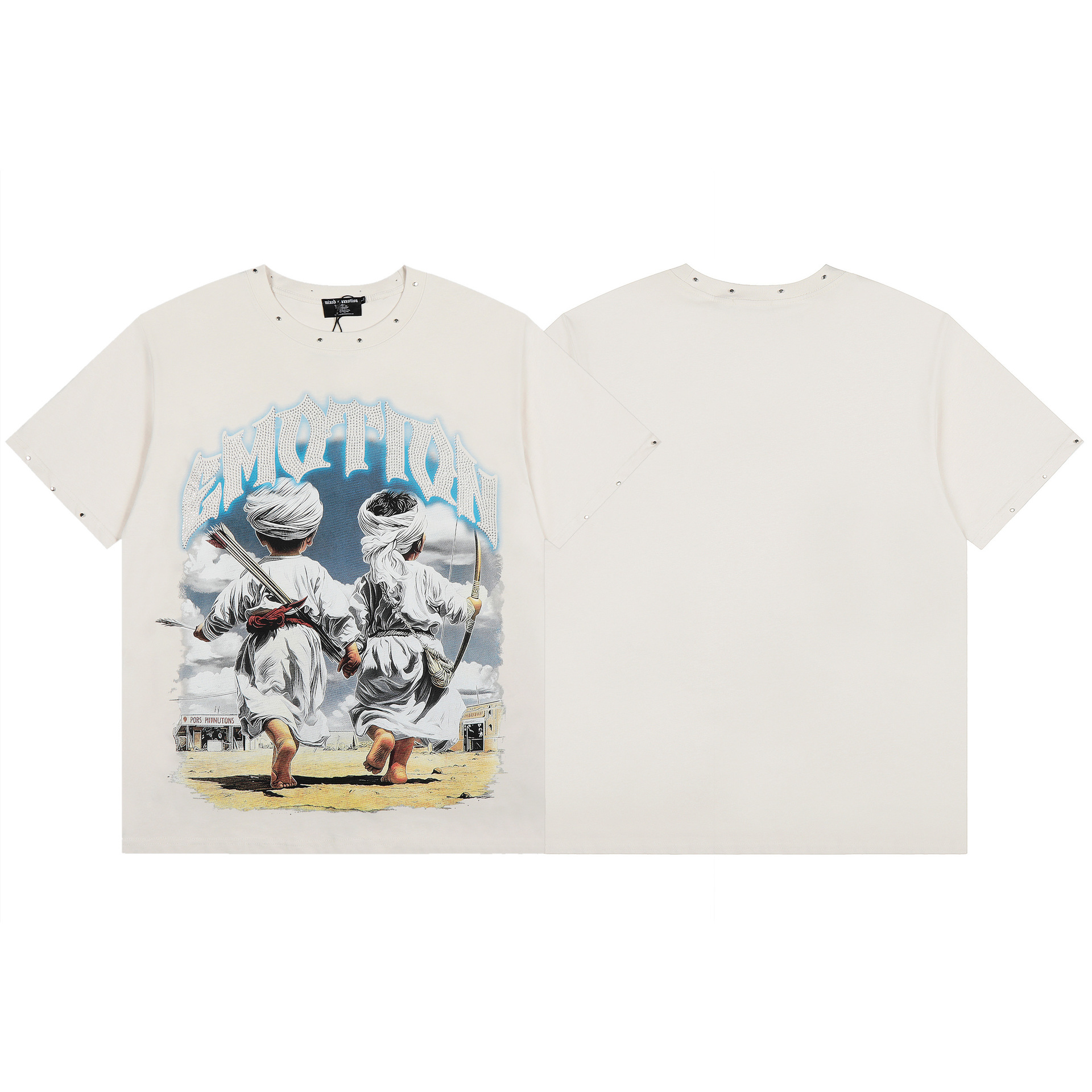 Transfronterizos MIXED EMOTION Ángel Impresión extraterrestre camiseta de hombre y mujer callejera de diamante de cuello redondo de manga corta