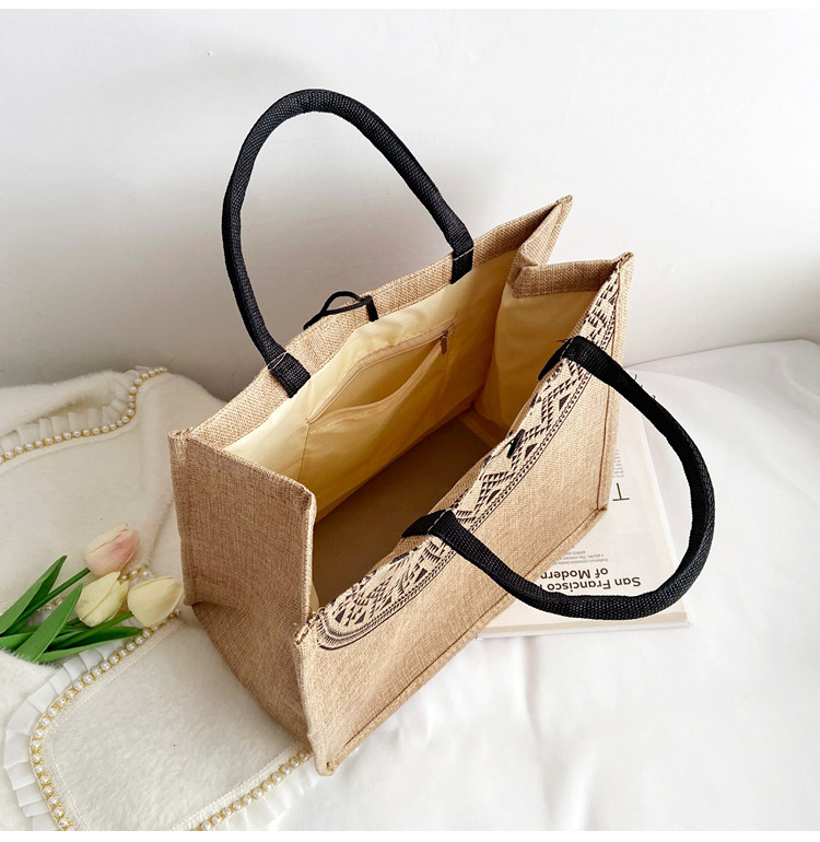 Foreign trade women's bag, cross-border linen handbag bag, 2021 Korean version composite jute cloth bag, fashionable single-shoulder shopping bag undefined