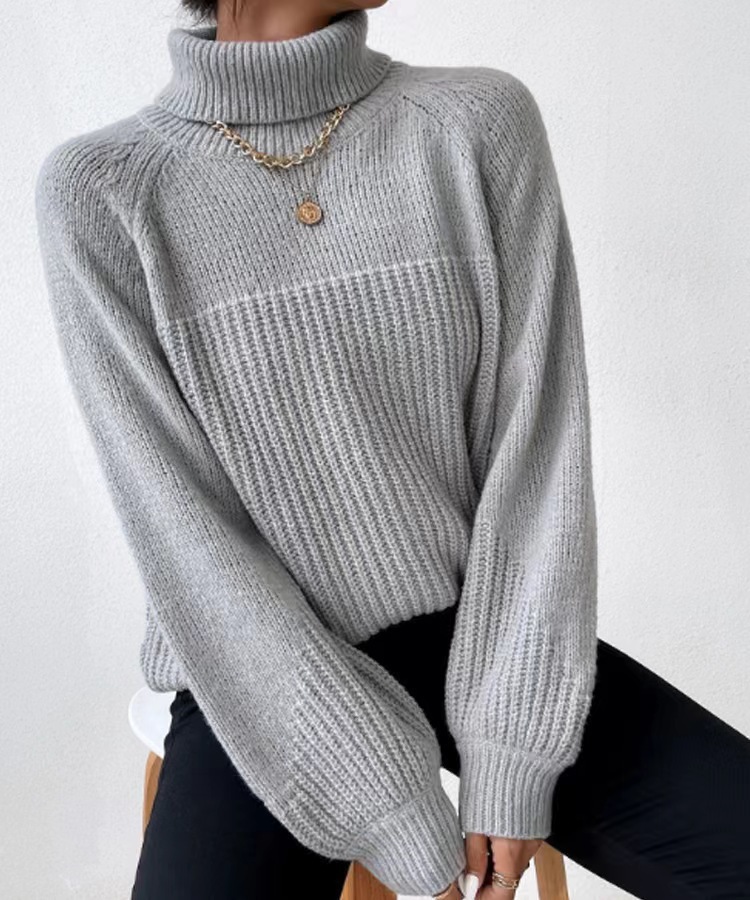 Pull tricoté à manches Raglan et col Polo Simple, nouvelle collection automne/hiver 2023_voghion.com