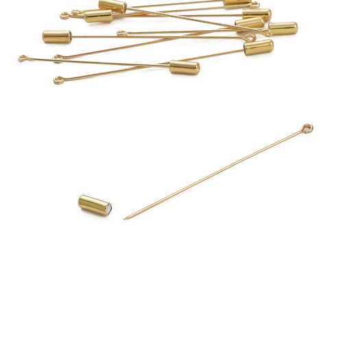 Color-preserving 14K gold-plated one-piece pinback accessory with silicone sleeve DIY handmade 9-digit copper brooch material accessory components