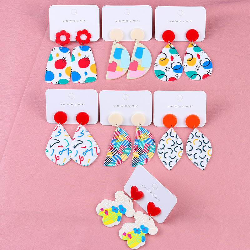 20g Weight Drop Earrings Classification 1 Pair Simple Style Semicircle Water Droplets Bear Arylic Drop Earrings