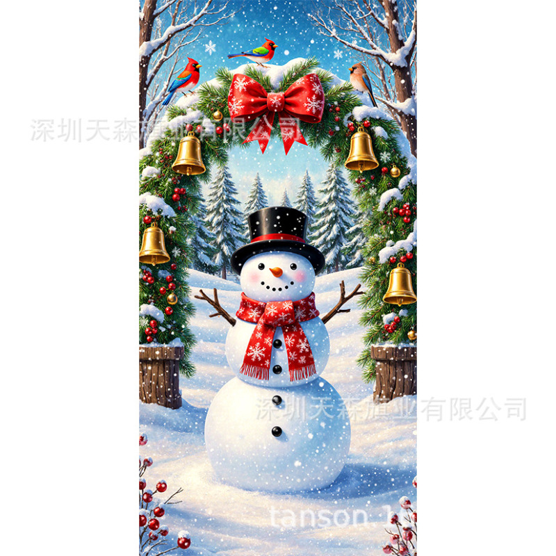 跨境新款亚马逊圣诞节门盖旗精致礼盒姜饼屋门口装饰帜雪人圣诞树|undefined