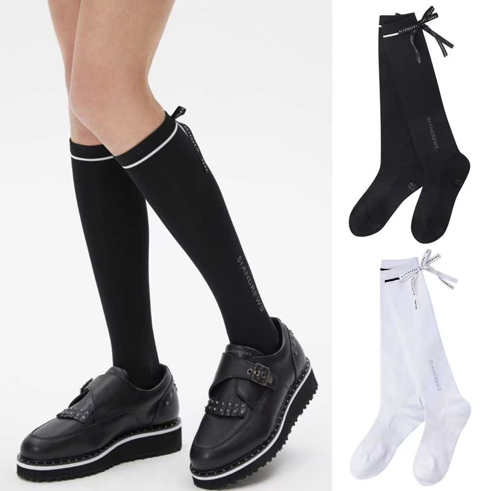 New Original Single Golf Women's Socks, Stockings, Sports and Leisure Ball Socks, Golf Elastic Bow Mid-Stockings